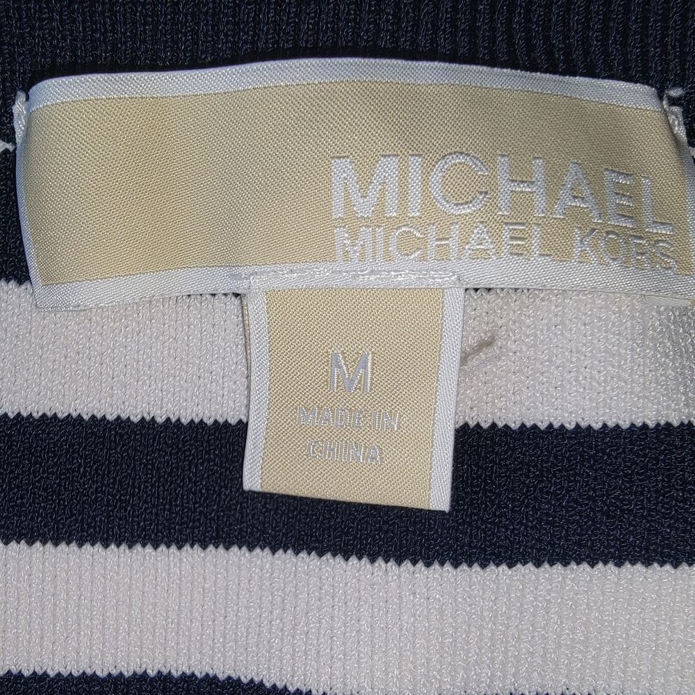 MICHAEL by Michael Kors Navy Striped Dress - Size Medium - Picture 4 of 7